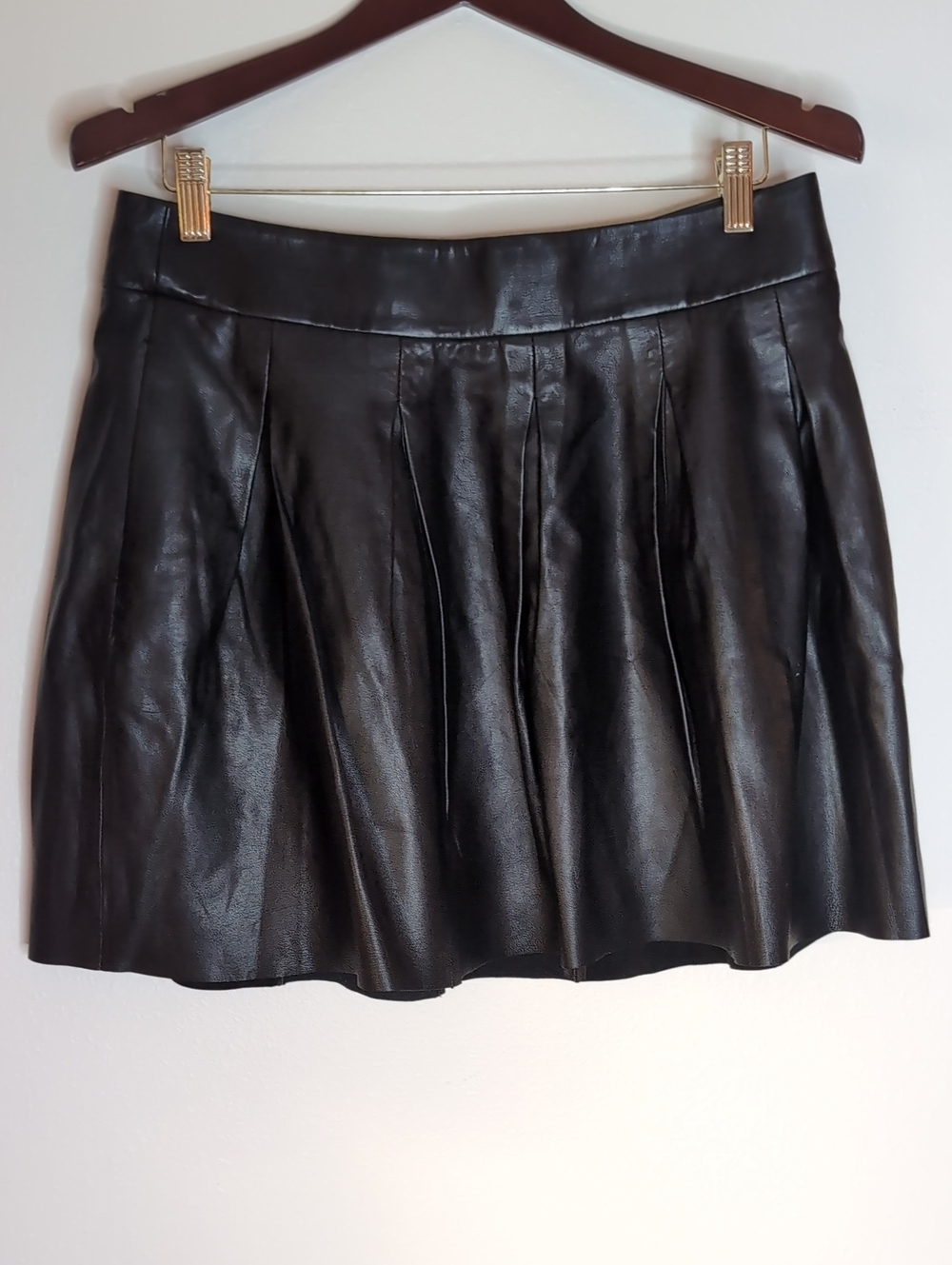 Banana Republic Black Leather Skater Skirt